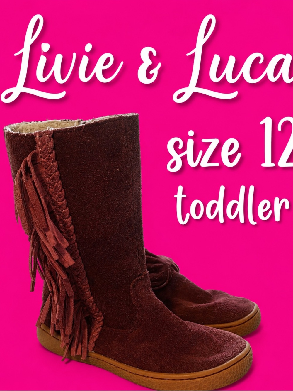 Livie & Luca Toddler Suede Fringe Boots in purple 12 toddler